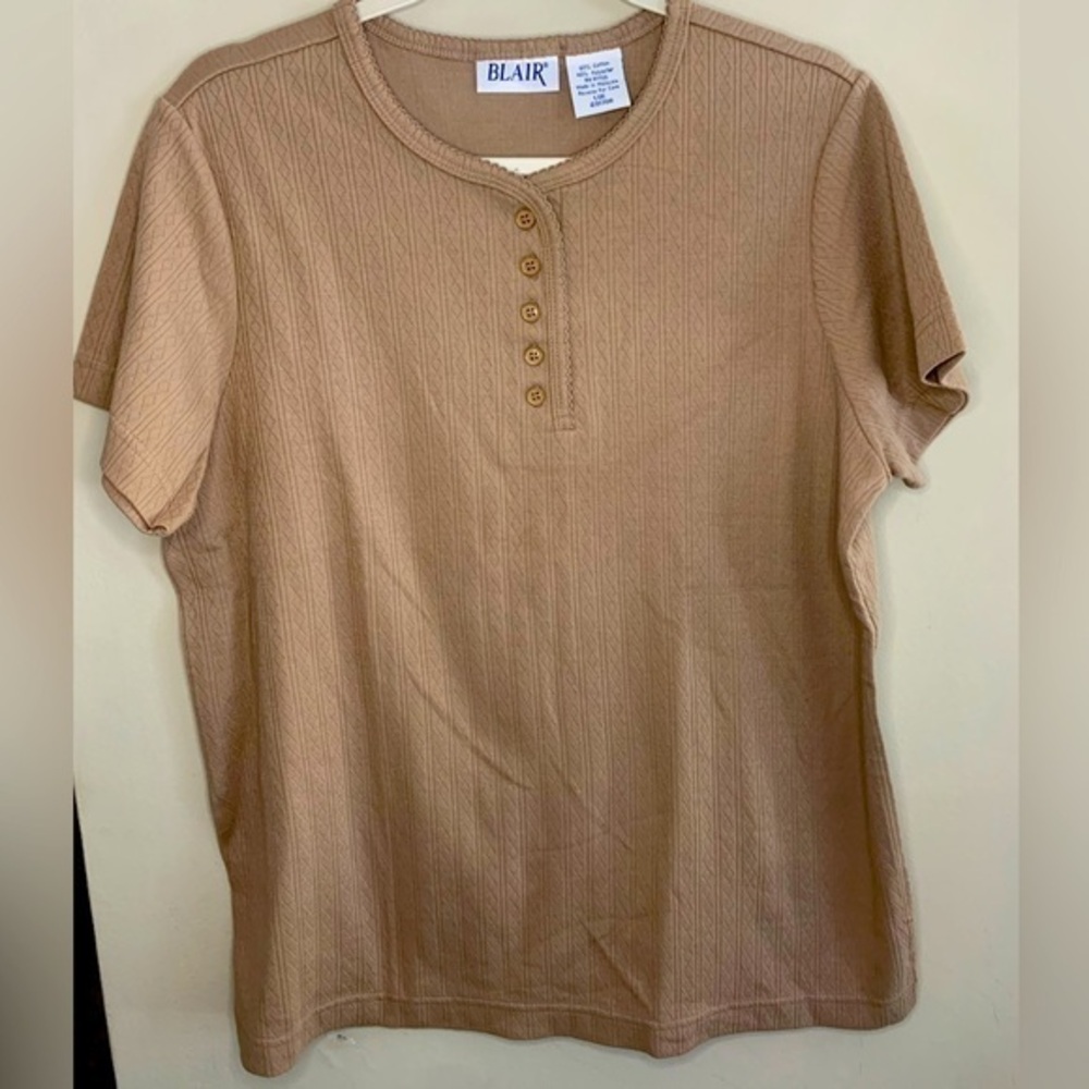Vintage 90’s Cottage-core Casual Ribbed Thick Button Up Fall Blair Top Brown L